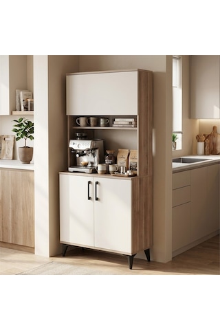 Kobos Kahve Köşesi Çok Amaçlı Mutfak Dolabı 90cm Sp02350 Bej
