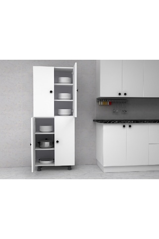 Lavin Tamamı MDF 6 Raflı Çok Amaçlı Mutfak Banyo Ayakkabılık Dolabı