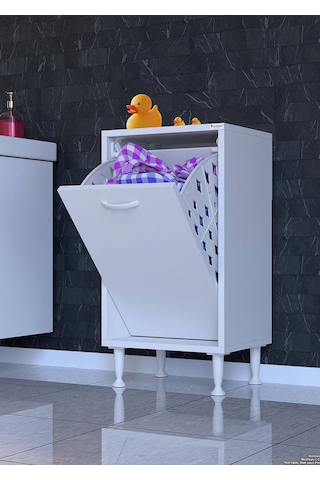 Eliusta Sare 50 Cm Beyaz Sepetli Banyo Dolabı,mutfak Dolabı 50x75x32,5 Cm Oyuncak Sepeti Çok Amaçlı Dolap Beyaz