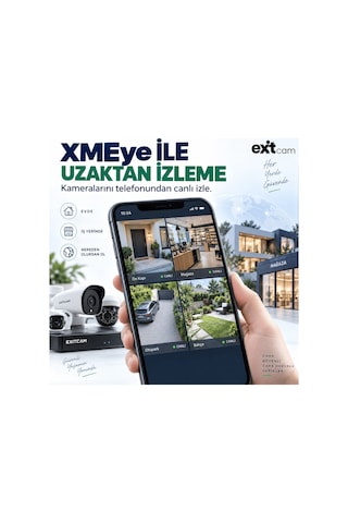 Exitcam 9 Kameralı Yüz Ve Araç Tanımalı, Gece Renkli Görüşlü, Su Geçirmez Güvenlik Kamera Seti