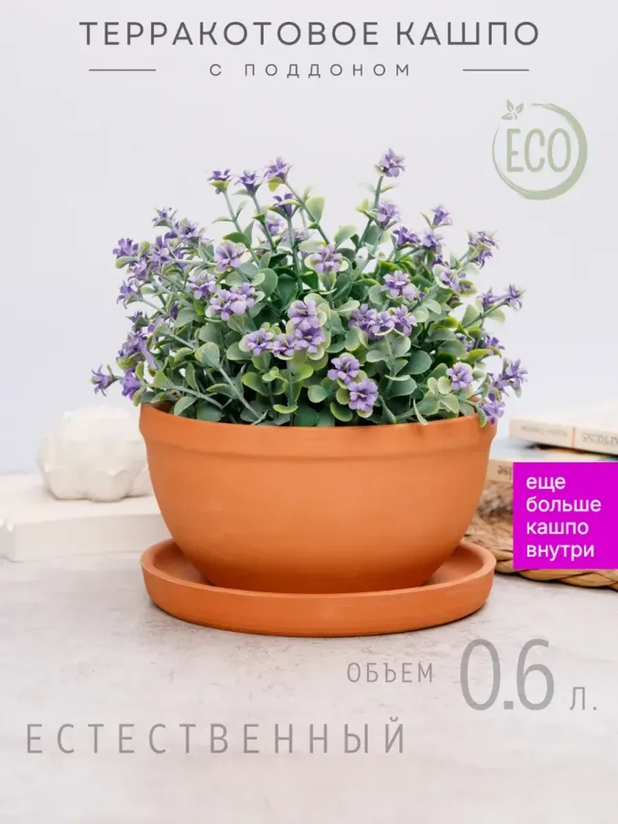 Wisty Düz Terakota Saksı Sualtı Kabı, 0,6 Lt, Altlık İle 330903968