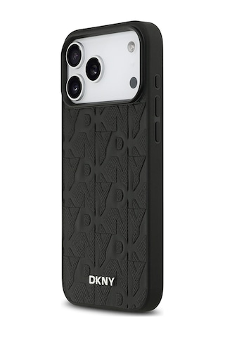 Apple Uyumlu iPhone 17 Pro Max Kılıf Dkny Lisanslı M-safe Özellikli 3d Yazılı Grid Pattern Kapak Siyah Siyah