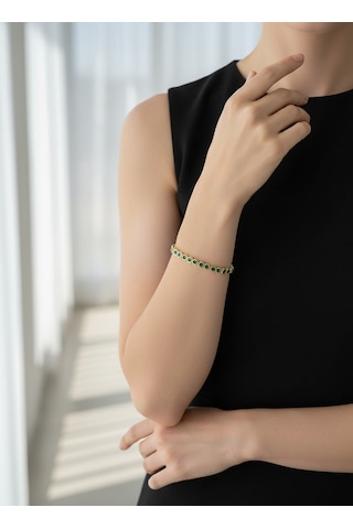 Valmont Accessories Kadın Gold Renk Fuşya Taşlı Su Yolu Bileklik Pembe