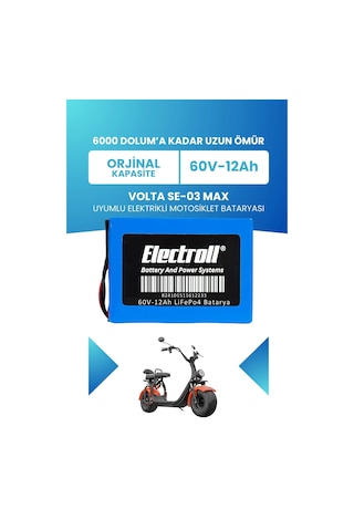 Volta Se-03 Max Uyumlu Batarya Standart Kapasite Lifepo4 60v 12ah Elektrikli Motorsiklet Bataryası