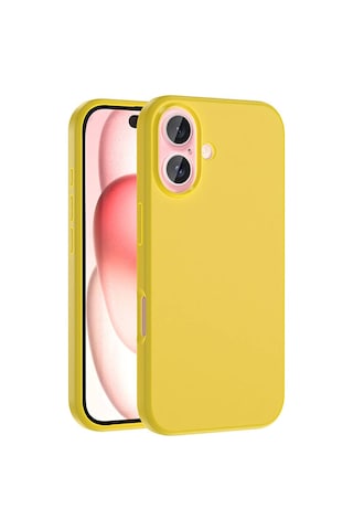 Apple Uyumlu iPhone 16 Plus Kılıf M-safe Şarj Özellikli Sıvı Teknolojili Silinebilir Sert Zore Kivi Kapak Sarı