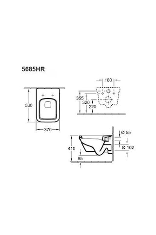 Villeroy and Boch 5685HR01 Architectura Kenarsız Duvara Monte Klozet, Yumuşak Kapanma Özellikli - 370 x 530 mm