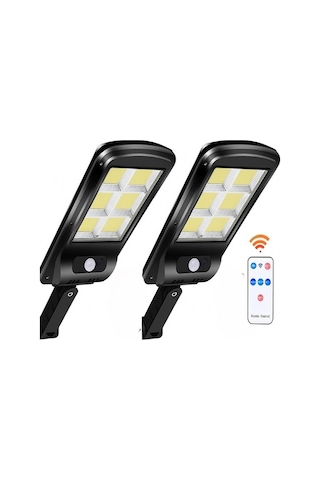 2 Adet Büyük Boy 128 Led Solar Bahçe Sokak Lambası Hareket Sensörlü Kumandalı 3 Modlu Güneş Enerjili