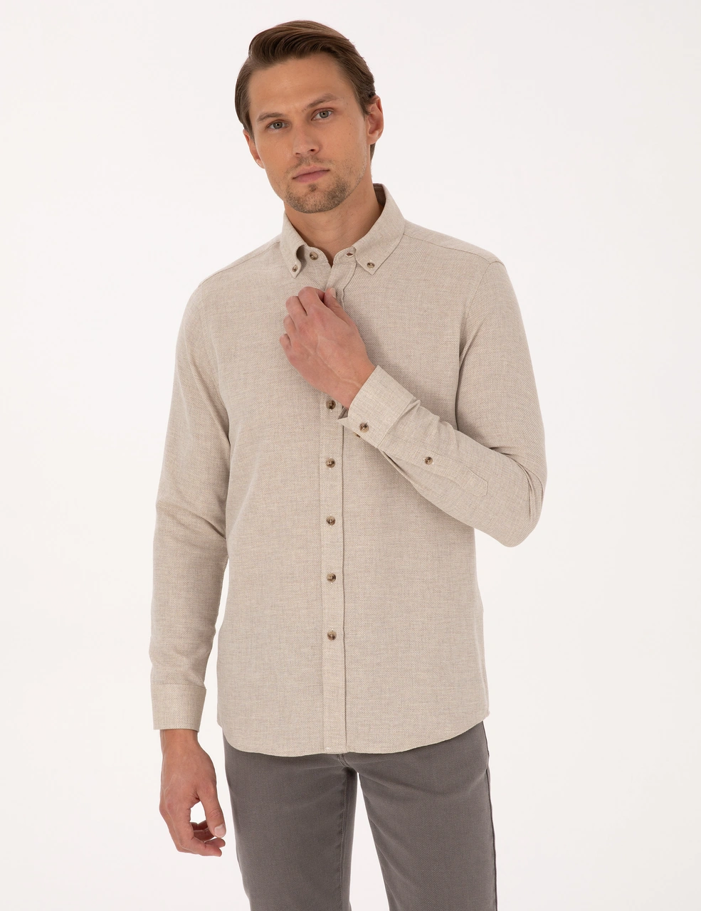 Pierre Cardin Erkek Bej Gömlek Desenli 50316768-vr011 Bej