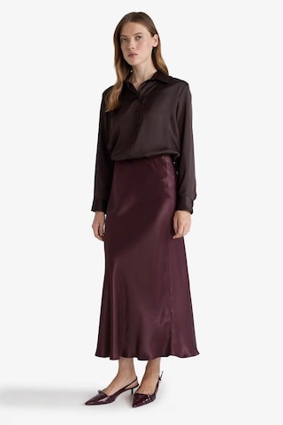 Defacto A Kesim Normal Bel Saten Midi Bordo Kadın Etek B1867ax/br234 Bordo