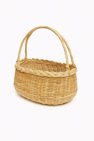 Doğal El Örgüsü Hasır Sepet Bohem Dekoratif Saklama Örgülü Bej - Sarı