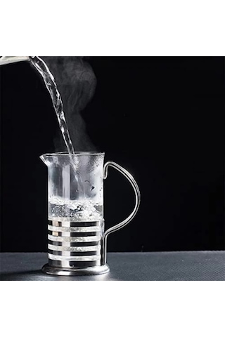 Paslanmaz Çelik Gövdeli French Press Kahve Ve Çay Demleme Aparatı Gümüş