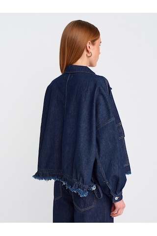 Dilvin 65362 Rins Yıkama Oversize Denim Mont Lacivert