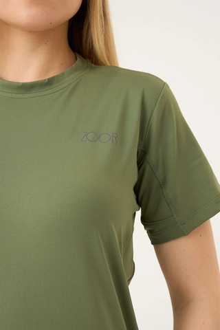 Zoor Kadın Kısa Kol Compression Fitness Gym Spor Body Tshirt Yeşil