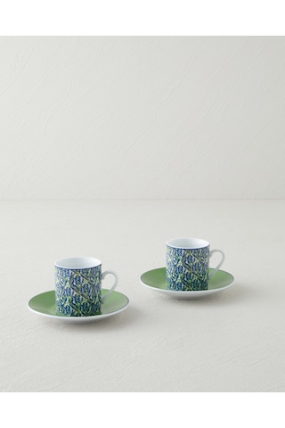 English Home Mira Porselen 4 Parça 2 Kişilik Kahve Fincan Takımı 80 Ml Yeşil Yeşil