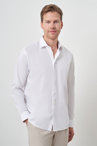 Morven Erkek Beyaz Pamuk Trend Slim Fit Dar Kesim Non Iron Gömlek 25mc004034600 Beyaz Beyaz