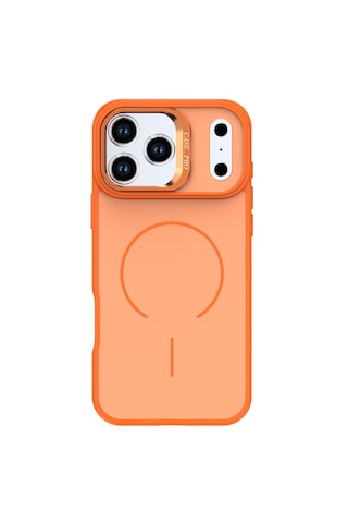 Apple Uyumlu iPhone 17 Pro Max Flexa Magsafe Kapak Şeffaf Darbe Emici İnce Premium Kılıf Turuncu
