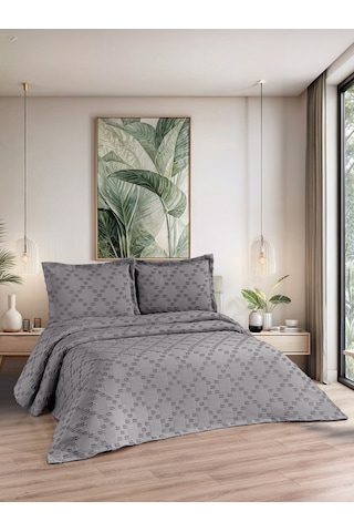 Bella 3 Parça Çift Kişilik Pike Takımı Gri 240 X 260 Cm Gri