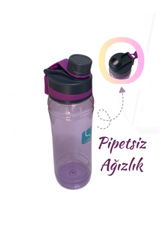 780 Ml Plastik Motivasyon Matarası Kilitli Ve Taşıma Kulplu Koyu Mor
