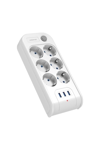 Polosmart Mp18 6 Prizli 3 Usb Çıkışlı Akım Korumalı Uzatma Kablosu 2 Metre Beyaz 2 M