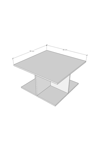 Asra Trend Kare Orta Sehpa OS002 %100 MDF Tekerlekli 4 Bölmeli Raf Takımı Royal Mermer