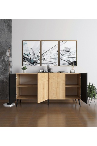 Floradesign Saphire Konsol / Konsol / Çok Amaçlı Dolap 160 Cm Meşe-siyah