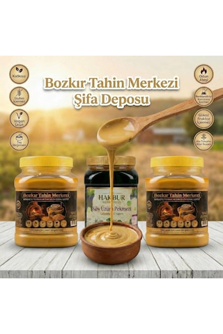 Bozkır Tahin Merkezi Ata Tohum Altın Susam Tahin 930 Gr 2adet &köy Üzüm Pekmezi 950gr Doğal&katksız