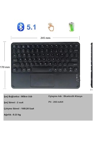 Kablosuz Bluetooth Klavye Mouse Seti Şarjlı Rgb Işıklı