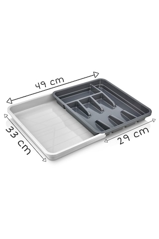 Rotanev Plastik Alttan Ölçü Ayarlı Bölmeli Kaşıklık - Çekmece İçi Tezgah Üstü Kaşıklık Düzenleyici Organizer
