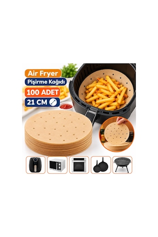 Air Fryer Pişirme Kağıdı 21 Cm Tek Kullanımlık Hava Fritöz Yağ Geçirmez Yapışmaz Gıda Pişirme Kağıdı 100 Adet Çok Renkli