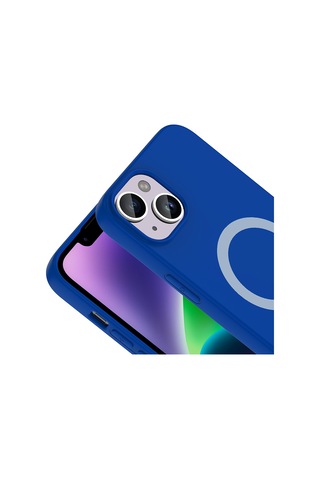 Apple iPhone Uyumlu 14 Kılıf M-safe Şarj Özellikli Zore Aris Silikon Kapak - Saks Mavi