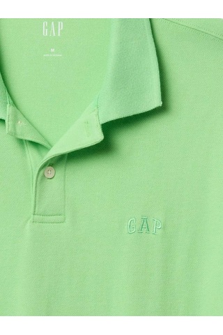 Logo Piqué Polo Yaka Erkek T-shirt Yeşil-7584 Yeşil