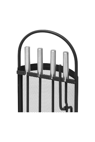 5 Li Lüx Ithal Tel Standlı Şömine - Soba Maşa Takımı Aksesuar Seti