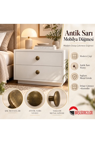 Haskan Yuvarlak Düğme Kulp Antik Sarı