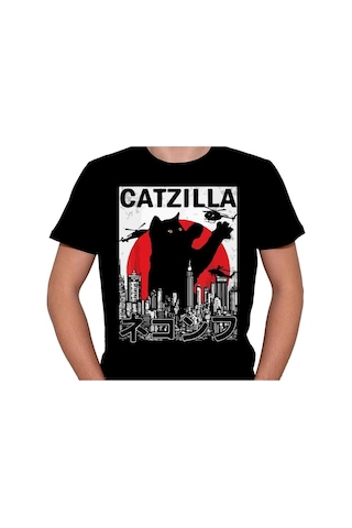 Cat Kedi Catzilla Japanese Godzilla Tişört Unisex T-shirt 001