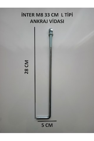 İnter L Tipi Ankraj Vidası M8 33cm 33 Cm İnter L Tipi Ankraj Vidası M8 33cm 33 Cm