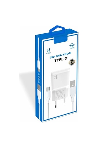 Pdateknoloji Yetty 2 İn 1 Şarj Cihazı +1m Type-c Kablo Beyaz Yt-30t Türkiye De Üretilmiştir 1 Adet