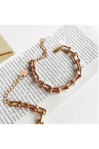 Tfny Rose Gold Çelik Bileklik Çok Renkli