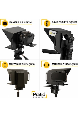 Pratic Teleprompter Pro Plus Set Kumanda Çanta Tripod Yerli Üretim
