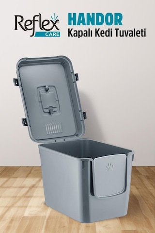 Reflex Care Handor Kapalı Kedi Tuvaleti Gri 57,5 X 43,5 X 39 Cm