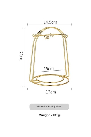 Qingmipy Eşsiz Retro Tasarım Demir Çelik Kahve Fincan Rafı - 4 Fincanlı,电镀 Altlık, Ev/café İçin Kolay Kurulum, 180g Hafif Ve Dayanıklı