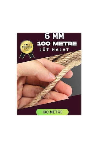 6 Mm 100 Metre Jüt Halat Dekoratif Hasır İp Urgan Süs Evimdeyokyok