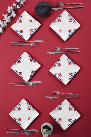 Piatti Naturali 6'lı Çini Tatlı Tabak Seti Sunum Servis Pasta 15 Cm