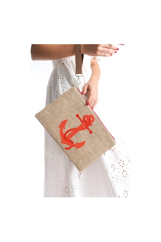 Mubiano Summer Kadın Jüt Hasır Kumaş Çapa Clutch & Portföy Çanta - Msly0103-bj Bej