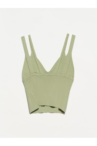 Dilvin Çift Askılı Triko Atlet  Haki