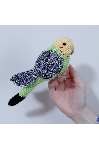 Amigurumi Kuş Muhabbet Kuşu Elma Yeşili Kırçıllı Kanat