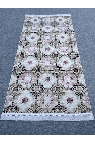 Burak Halı 125x250 Pudra Pembe Vizon Kesme Saçaklı Halı