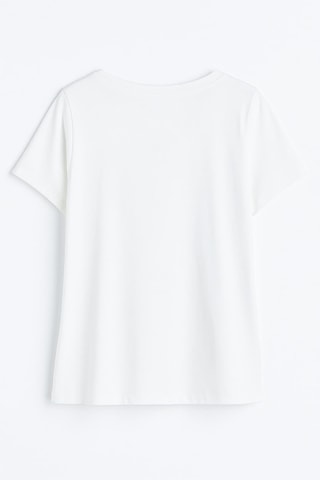Markapia Woman Kadın V Yaka Kısa Kollu Düz T-shirt Beyaz S