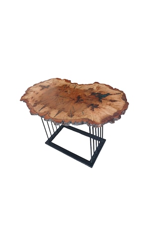 Servis Sehpası Meşe Epoksi Kaplama Kahverengi