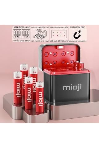 Mioji BT12 AA ve AAA 1.5V Pil Şarj Cihazı Siyah