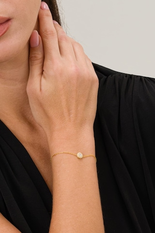 Zirkon Taşlı Gold Tektaş Anturaj Minimal Gümüş Bileklik Sa00032
